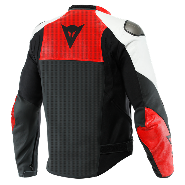 DAINESE SPORTIVA LEATHER JACKET PERF BLACK-MATT/LAVA-RED/WHITE 黑紅白 打洞 皮衣
