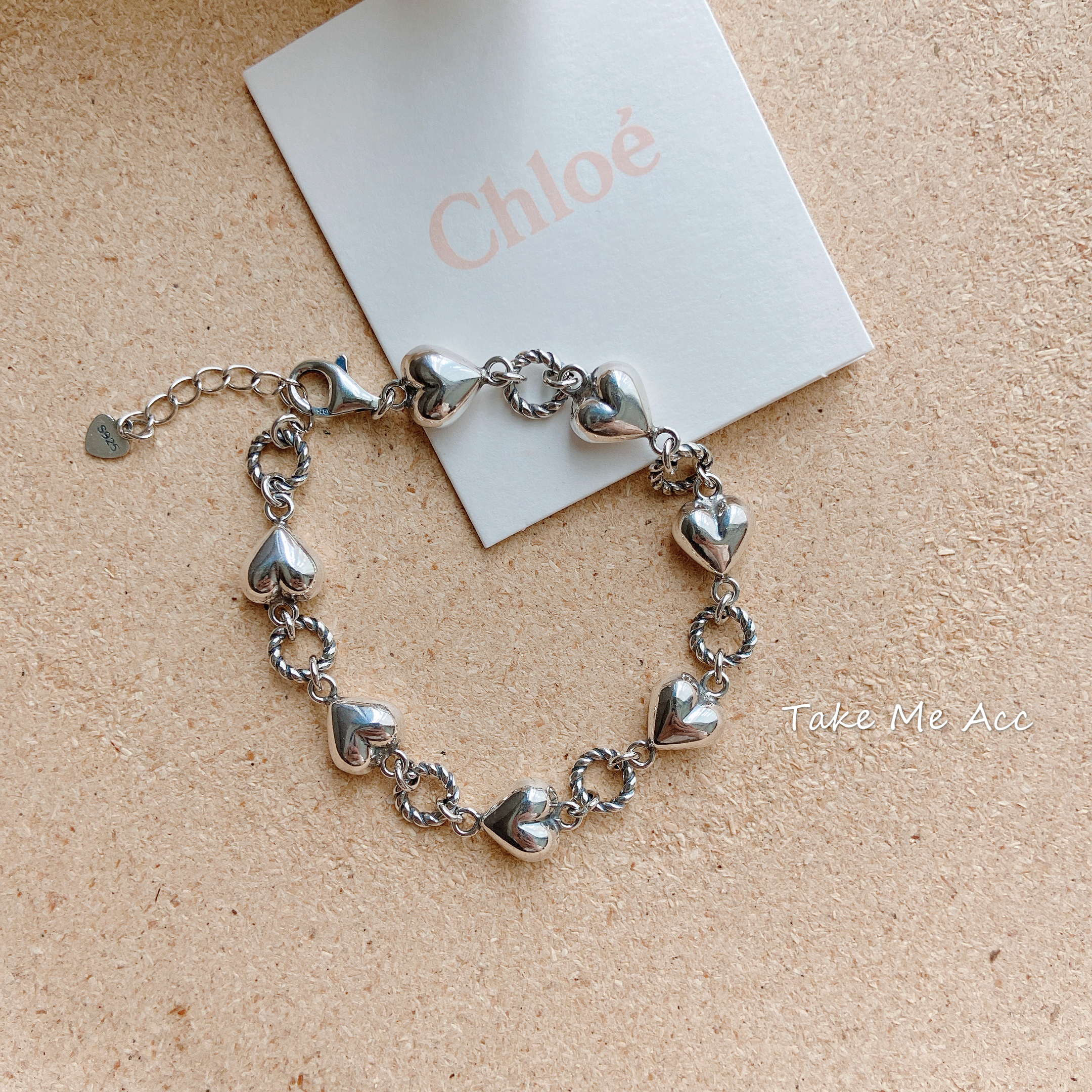 愛心麻花手鍊｜純銀手鍊