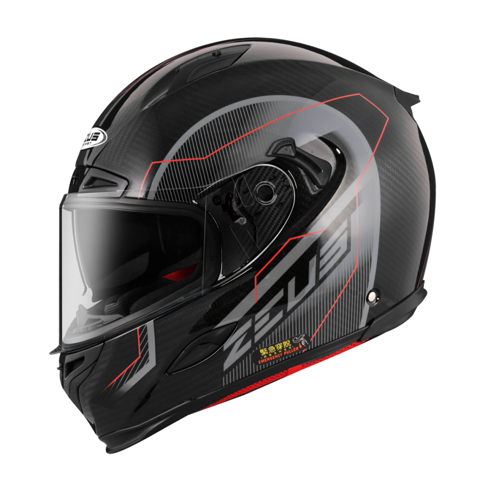ZEUS ZS 1800B AM16 透明碳纖/紅 碳纖維 全罩
