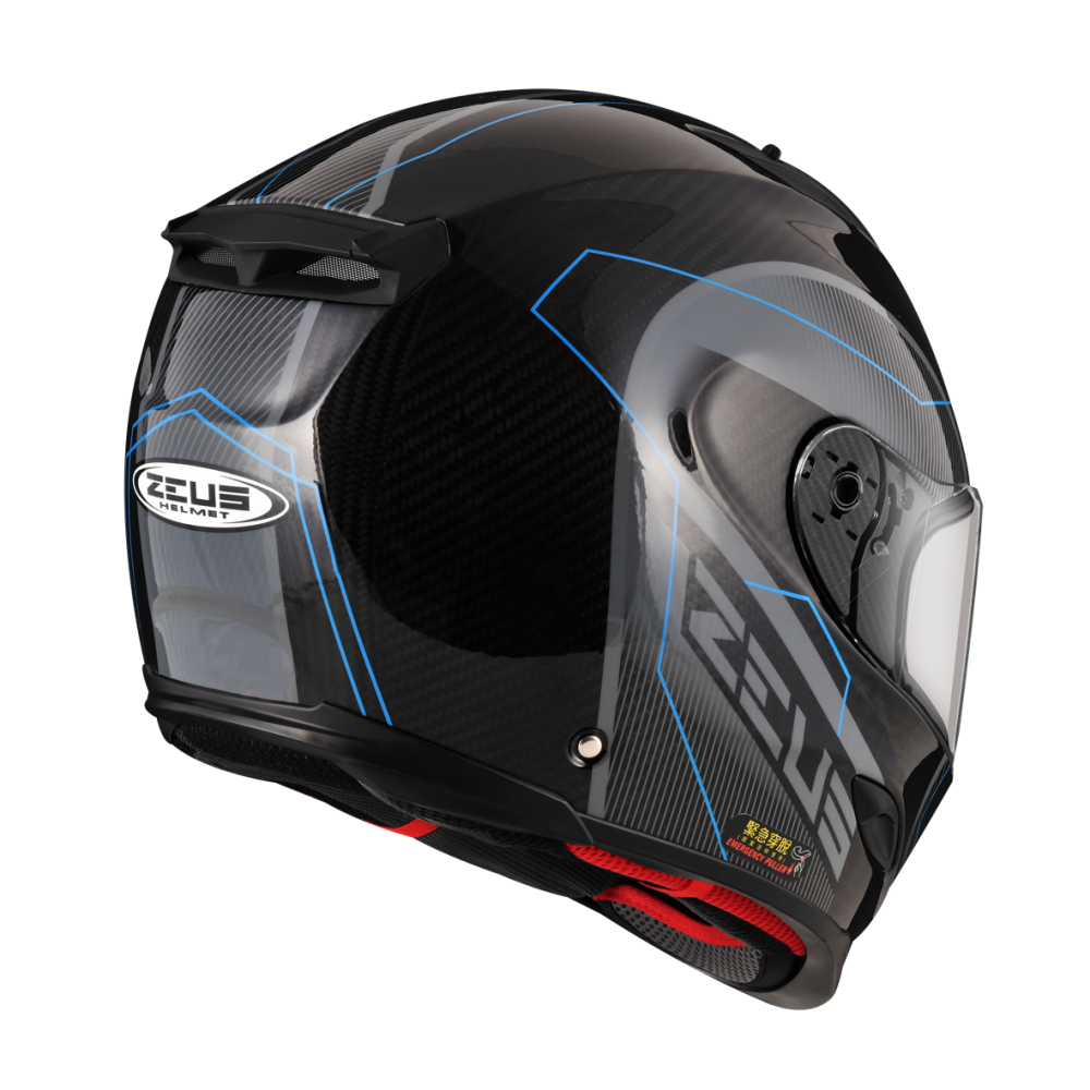 ZEUS ZS 1800B AM16 透明碳纖/藍 碳纖維 全罩