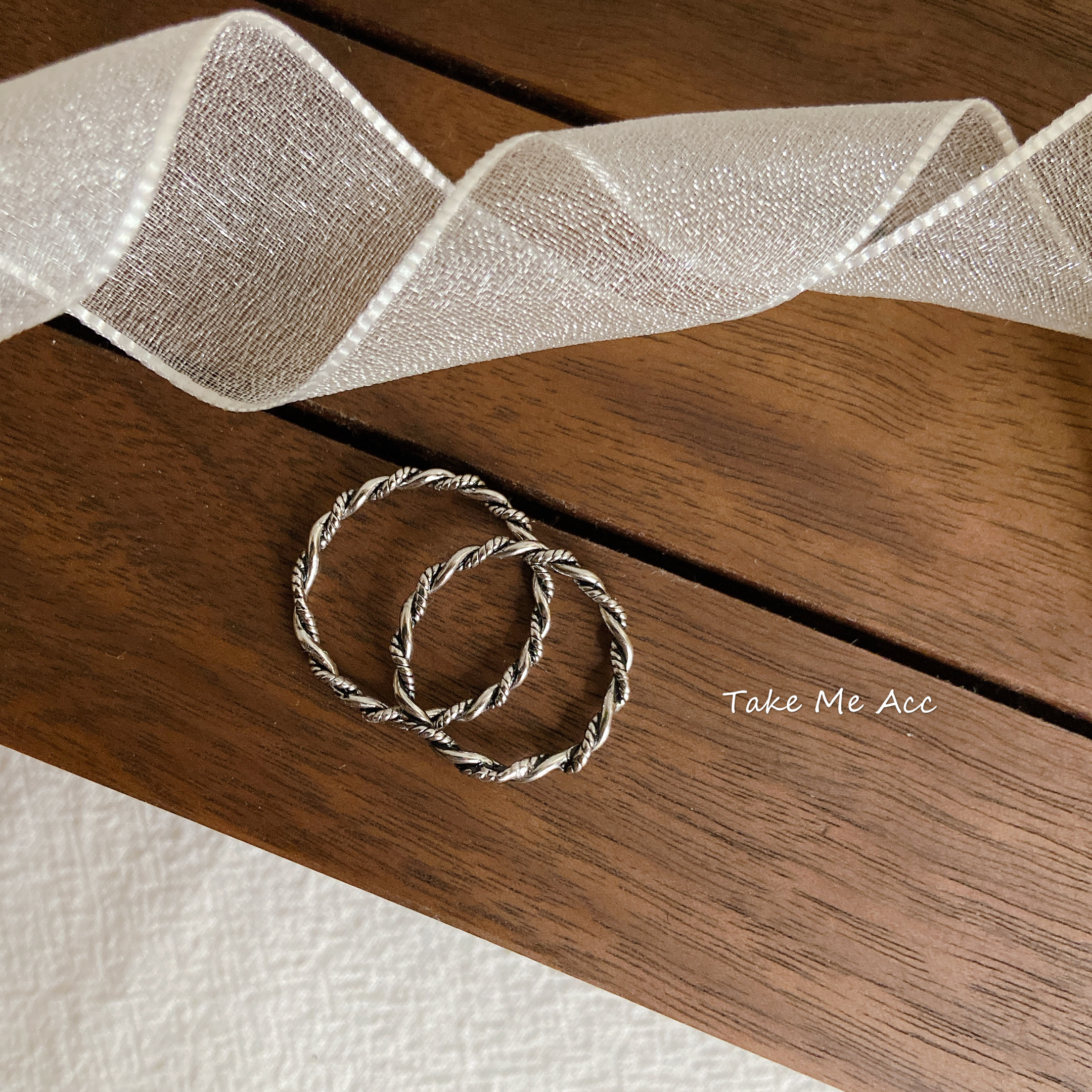 交錯麻花｜純銀戒指