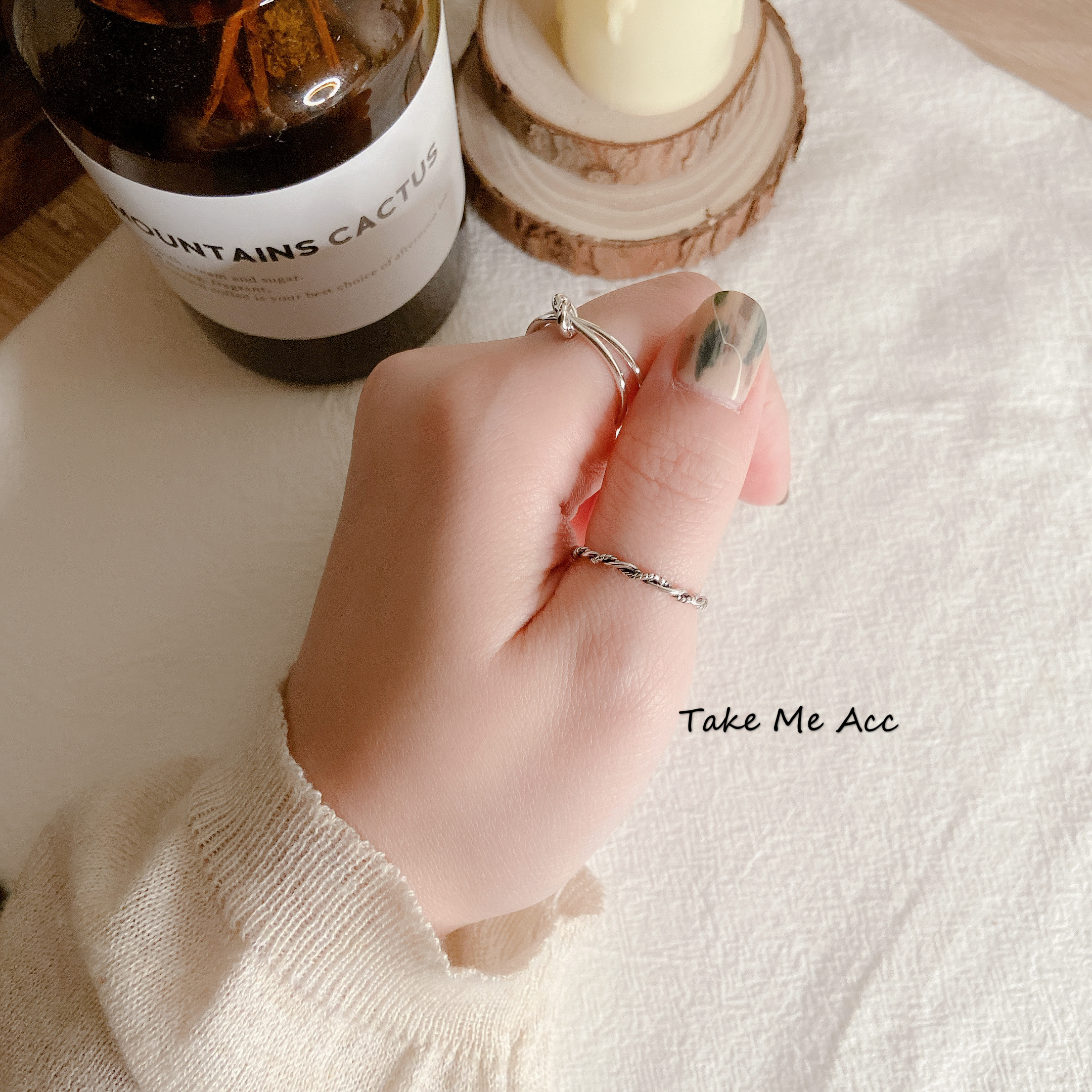 交錯麻花｜純銀戒指