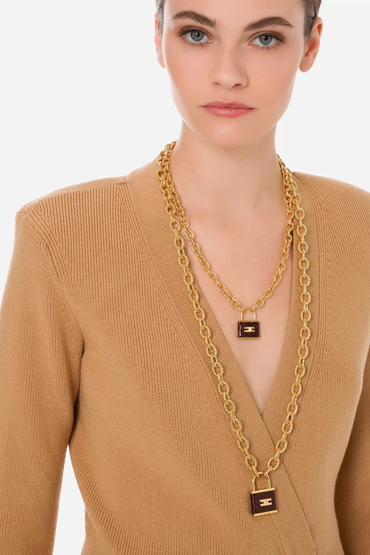 Elisabetta Franchi  皮革紋路雙項鍊
