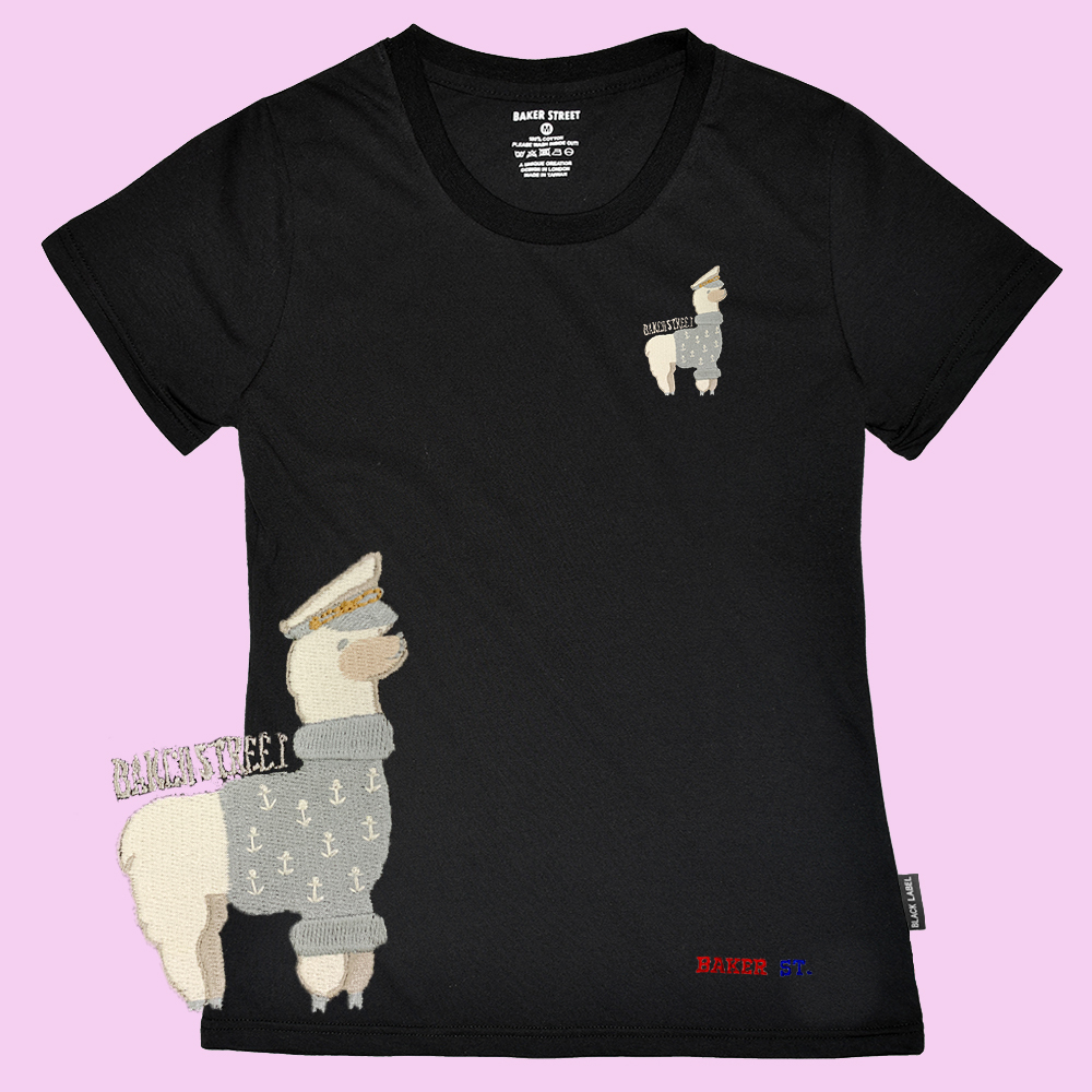 Navy Alpaca 羊駝船長 黑標系列 刺繡 女版短袖T恤