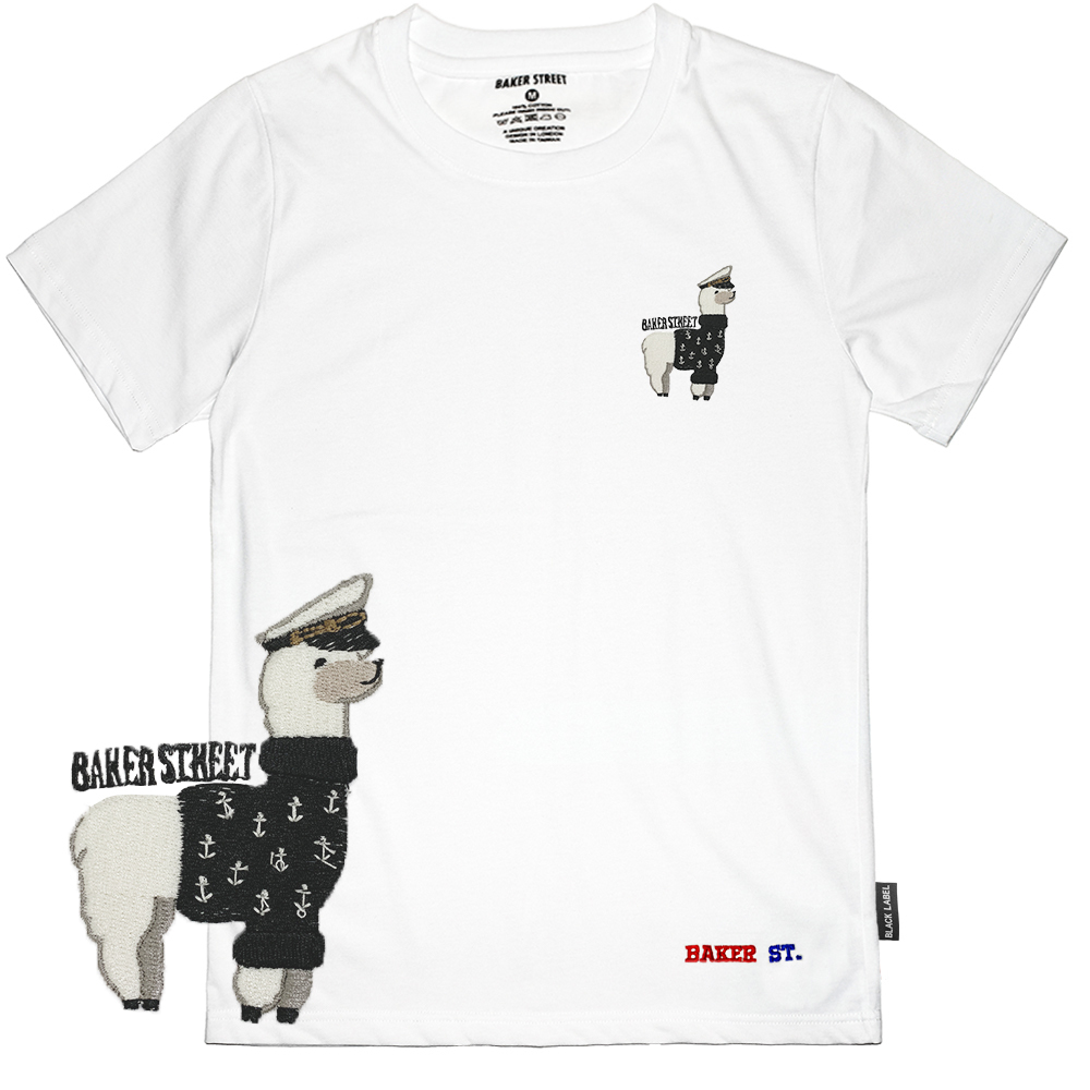 Navy Alpaca 羊駝船長 黑標系列 刺繡 短袖T恤