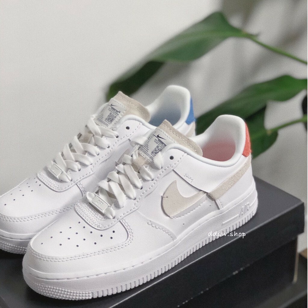 Nike Air Force 1鴛鴦 解構 斷勾 紅藍 898889-103