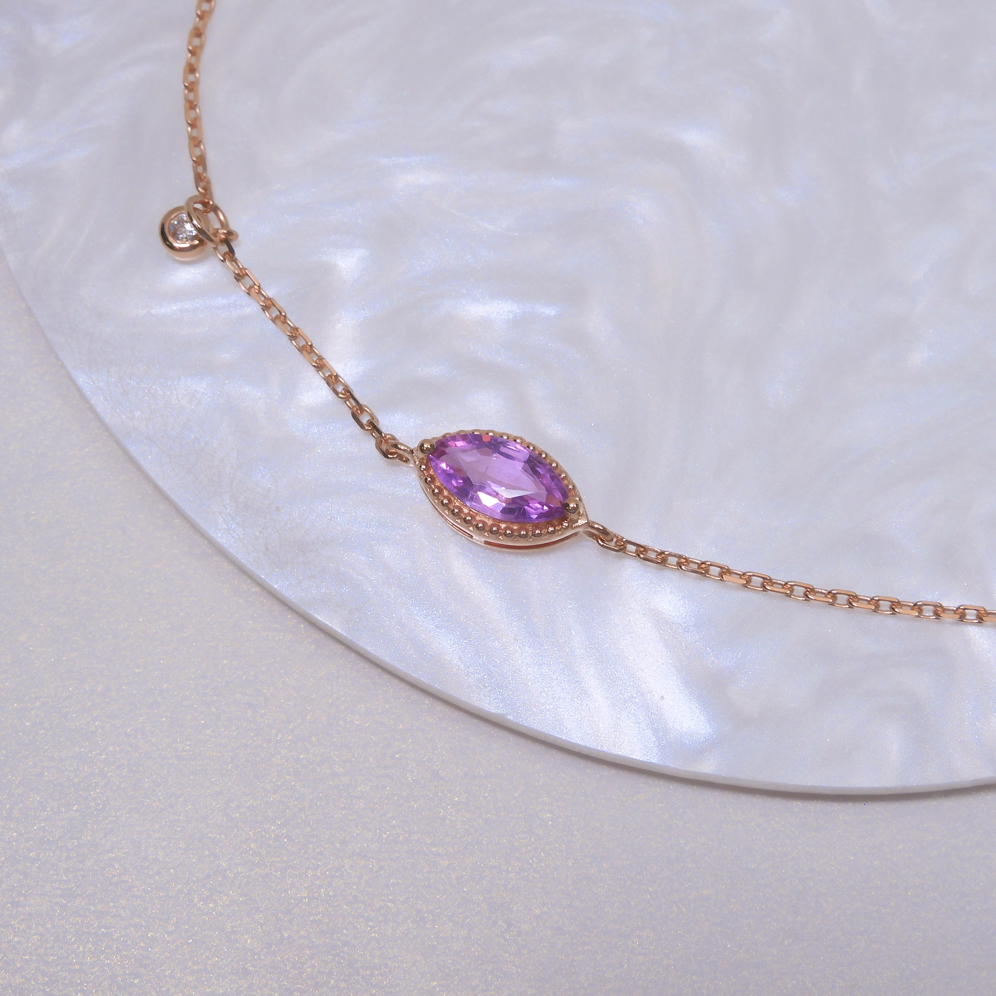 18K金 0.63ct 粉紅藍寶石手鏈