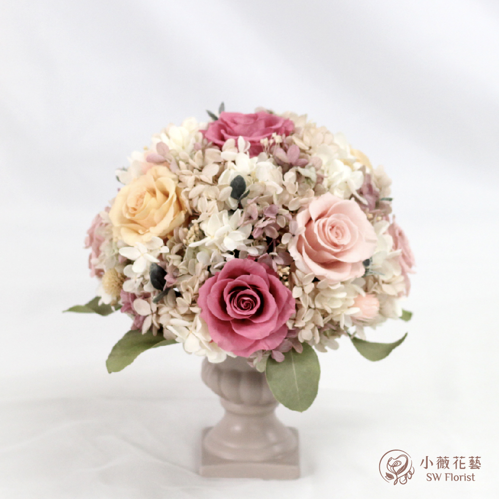 歐式畢德邁爾圓形桌花-古典的浪漫-喬遷送禮-永生花盆栽-大型