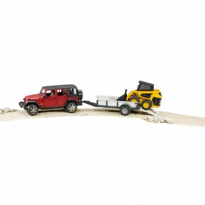Bruder Jeep Wrangler Unlimited Rubicon, One Axle Trailer + CAT SKid BRU02925