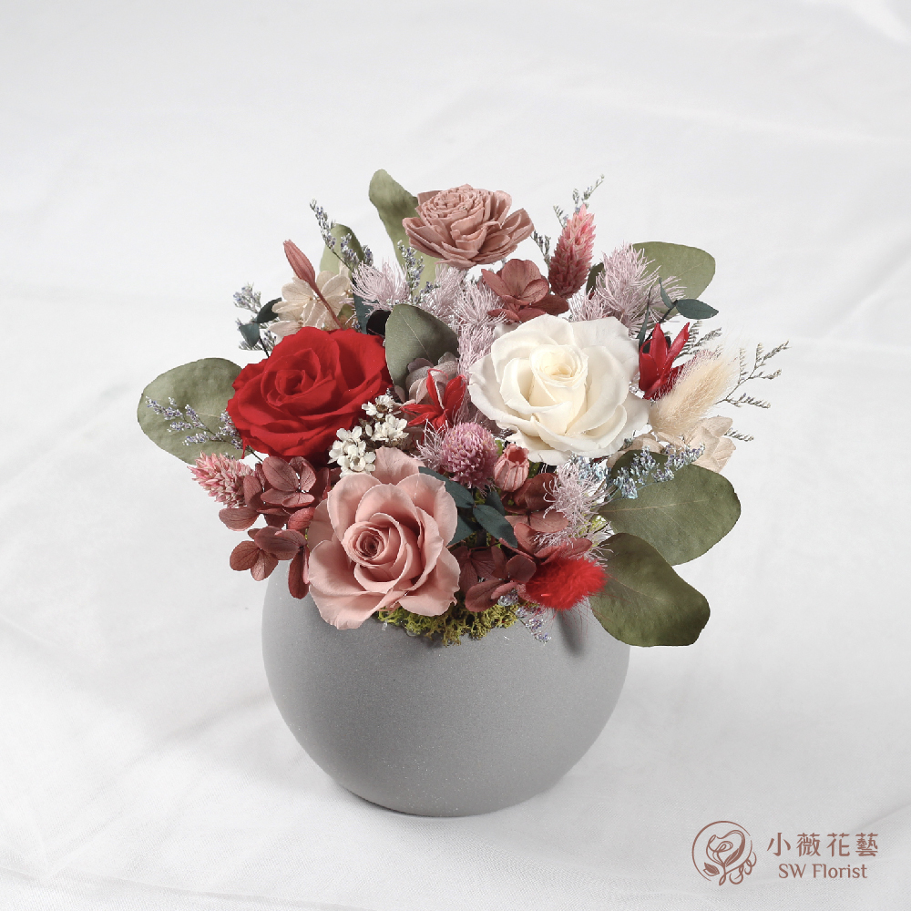 有點紅-永生花盆栽-開幕祝賀-喬遷祝賀-中型