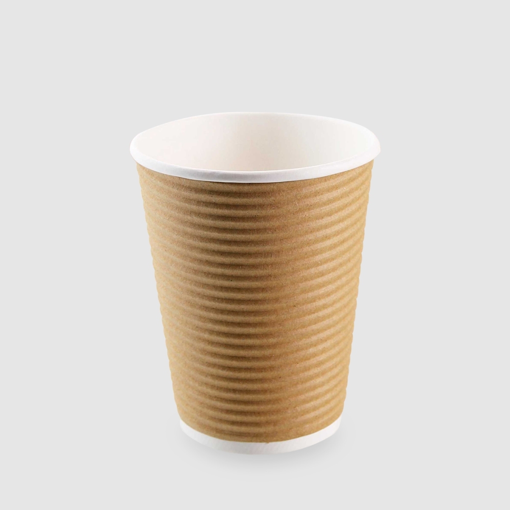 公版瓦楞橫紋杯 12oz 牛皮