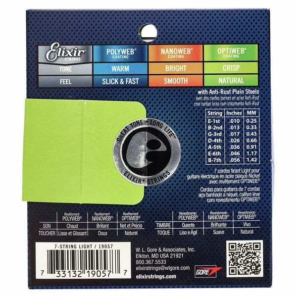 Elixir Elixir Optiweb 系列 7弦 電吉他弦 鍍鎳 覆極薄膜 第 2 張圖片｜三峽吉他 / Bass