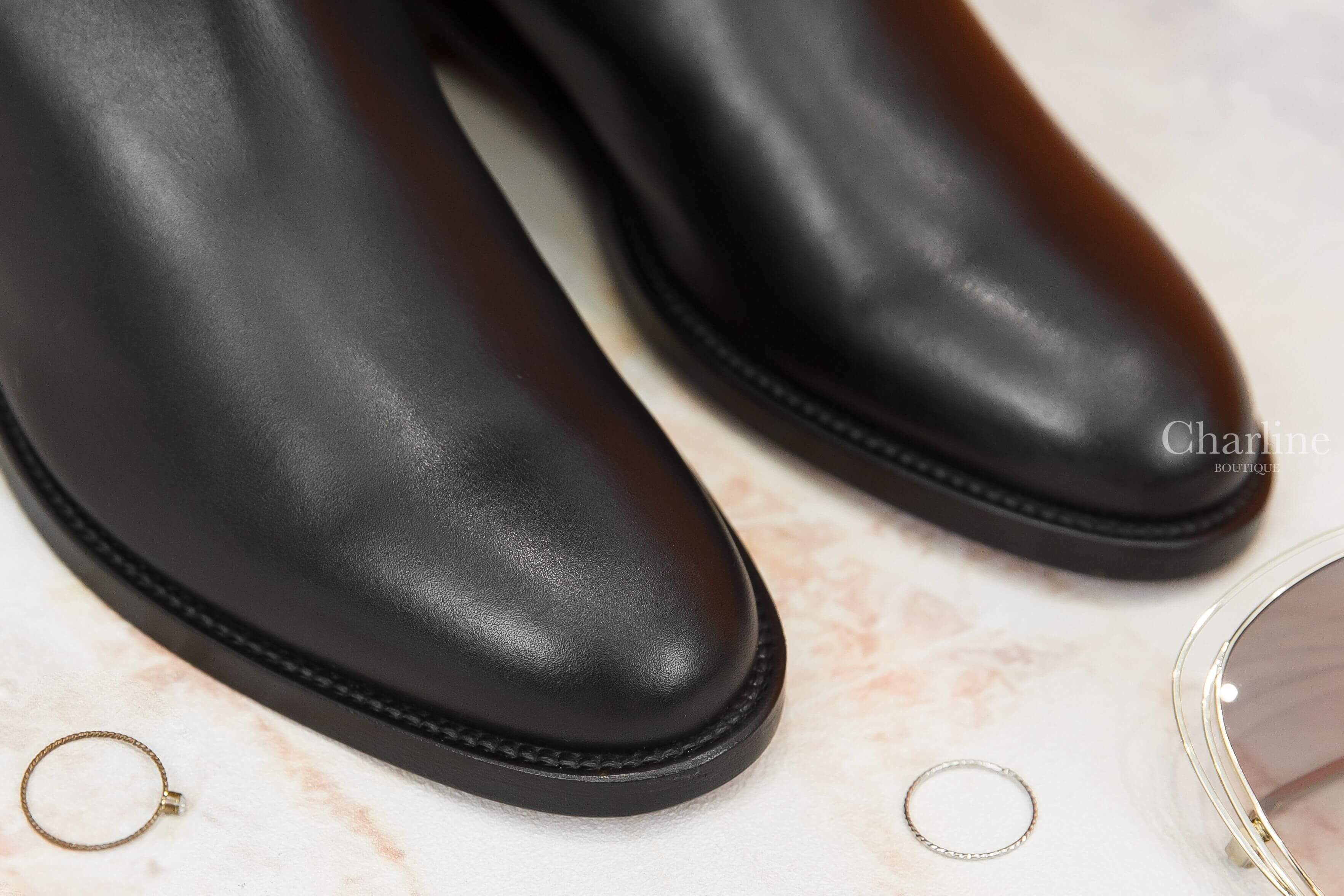 Hermès Jumping Boot 黑色銀釦小牛皮長靴
