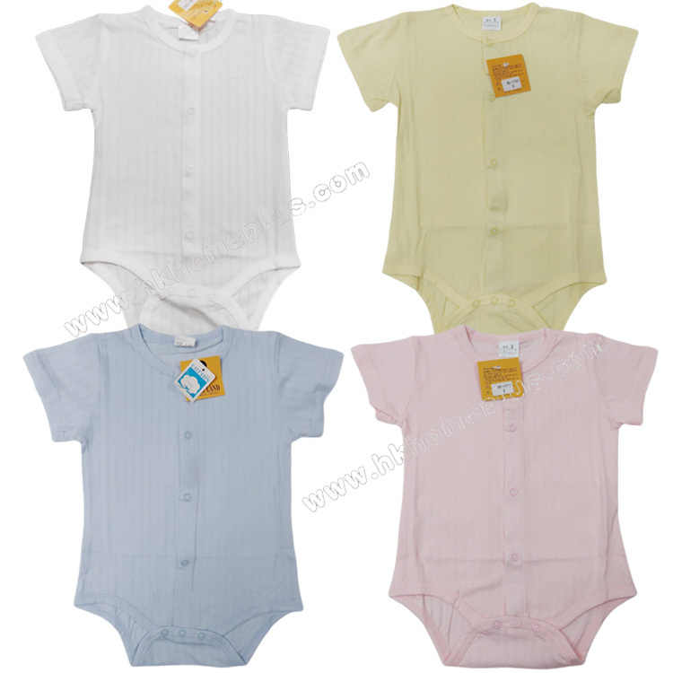 Koma Land: 嬰兒素色通花對胸短袖蛤衣 BE1703 (1-3碼)