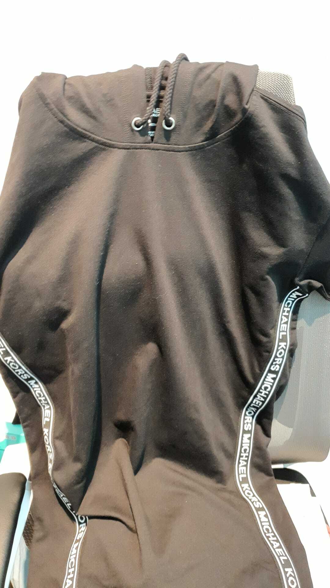 [S] MICHAEL KORS LOGO HOODIE DRESS, BLACK , JU180LZ8WY-BLACK (SMK33)