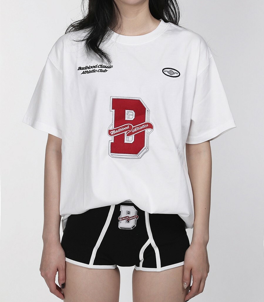 BADBLOOD B Emblem Organic白 棉 五分袖 短袖 at-tee22-029