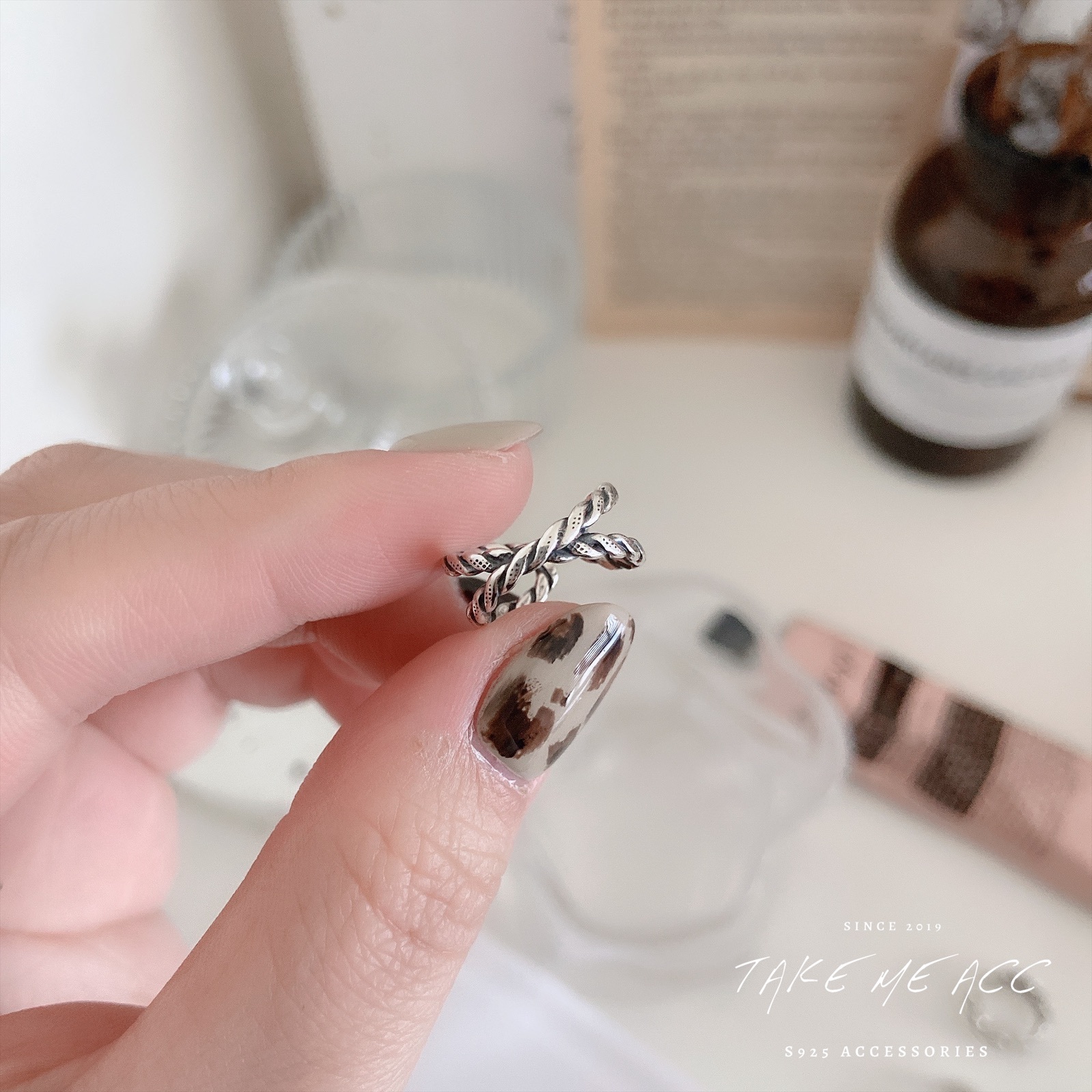 交叉麻花｜純銀戒指