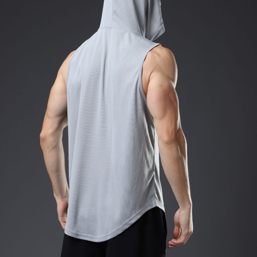 【TEUT001】夏季連帽設計透氣修身圓弧剪裁背心