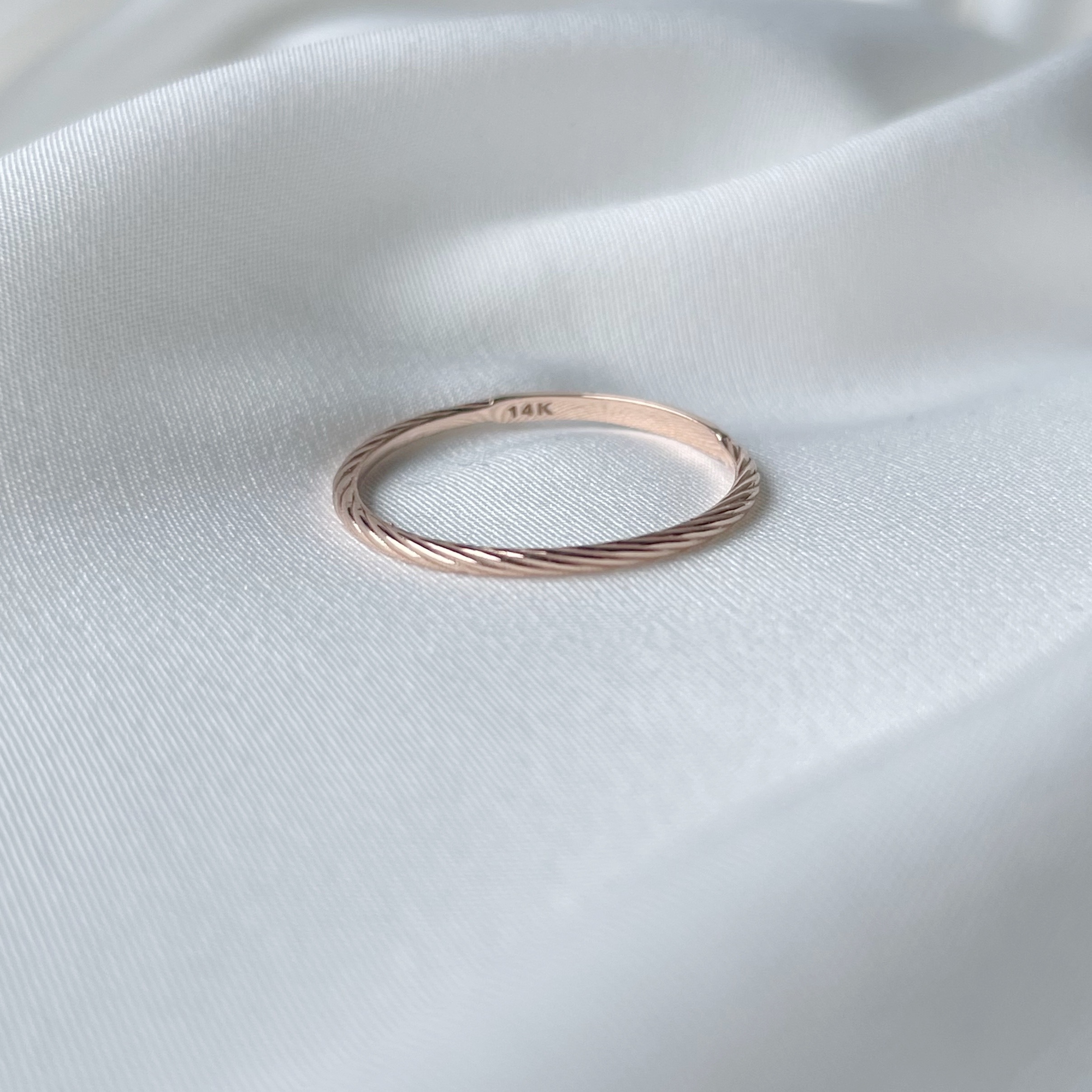 14K絲紋麻花戒指