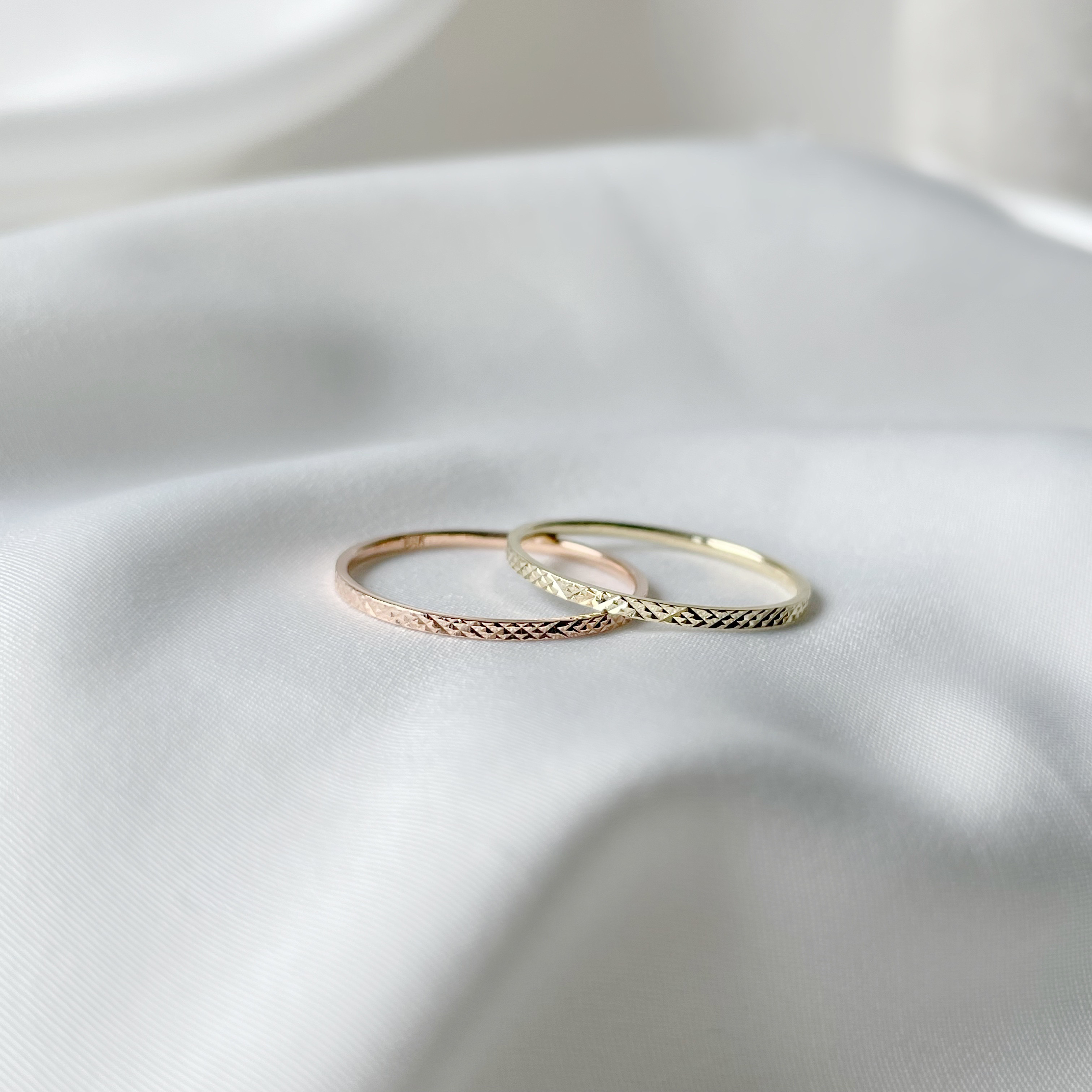 14K閃亮菱格切割線戒