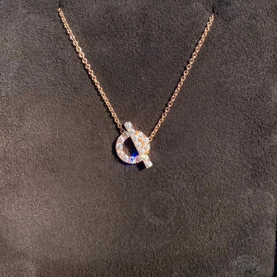 全新Hermes小Q頸鍊, 18K/750玫瑰金/鑽石, Finesse Pendant, #BRAND NEW #香榭站正品