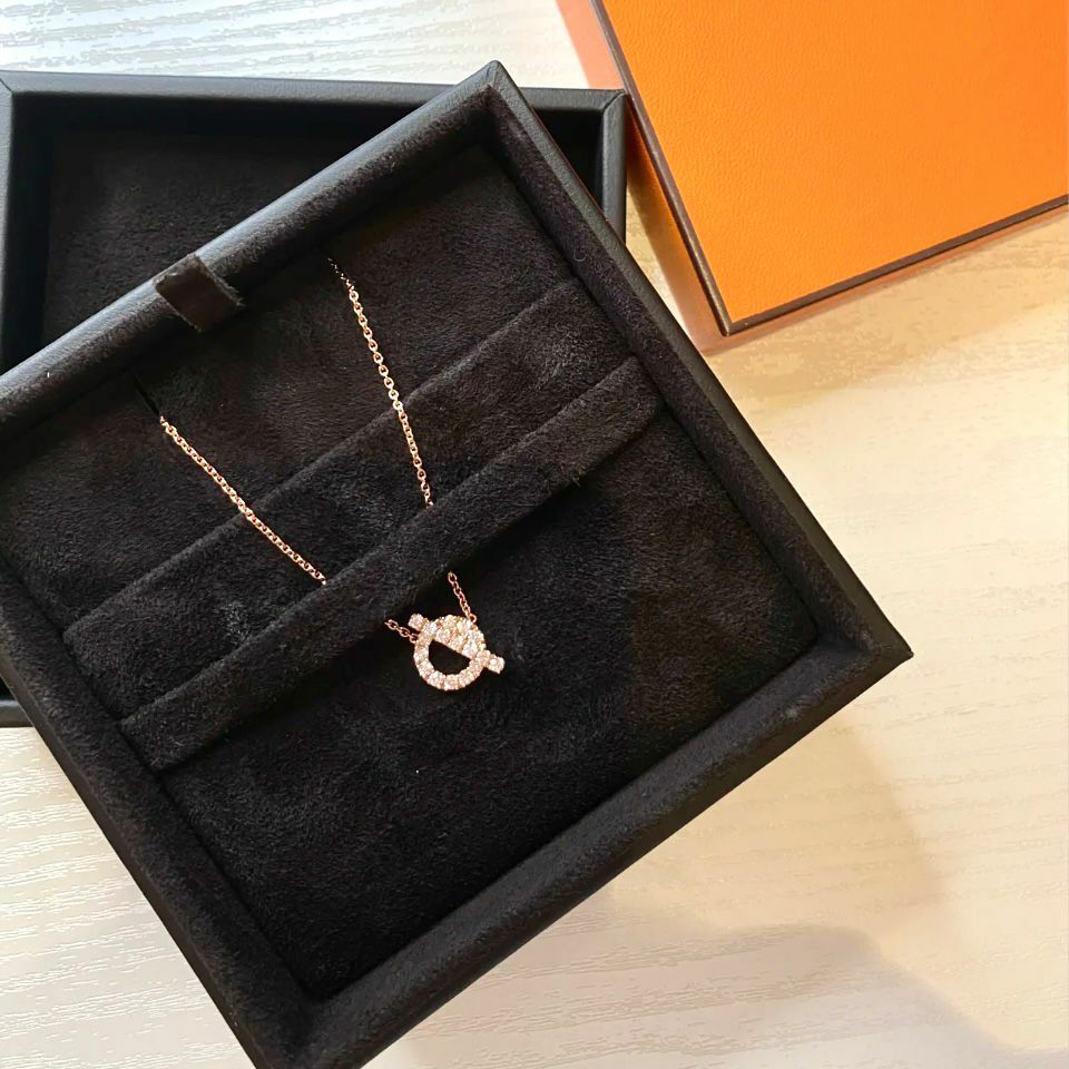 全新Hermes小Q頸鍊, 18K/750玫瑰金/鑽石, Finesse Pendant, #BRAND NEW #香榭站正品