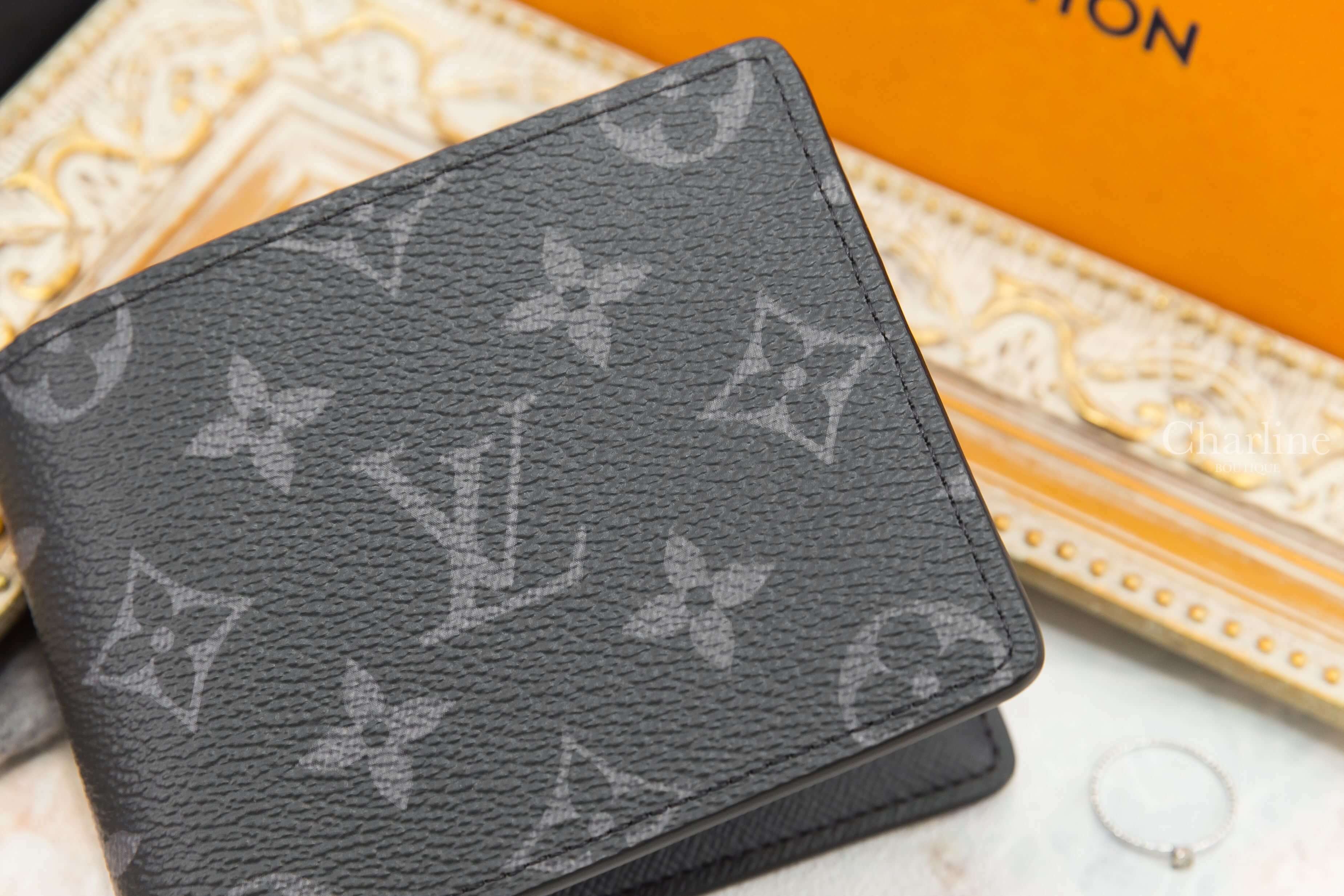 Louis Vuitton Slender Wallet 黑色帆布老花短夾