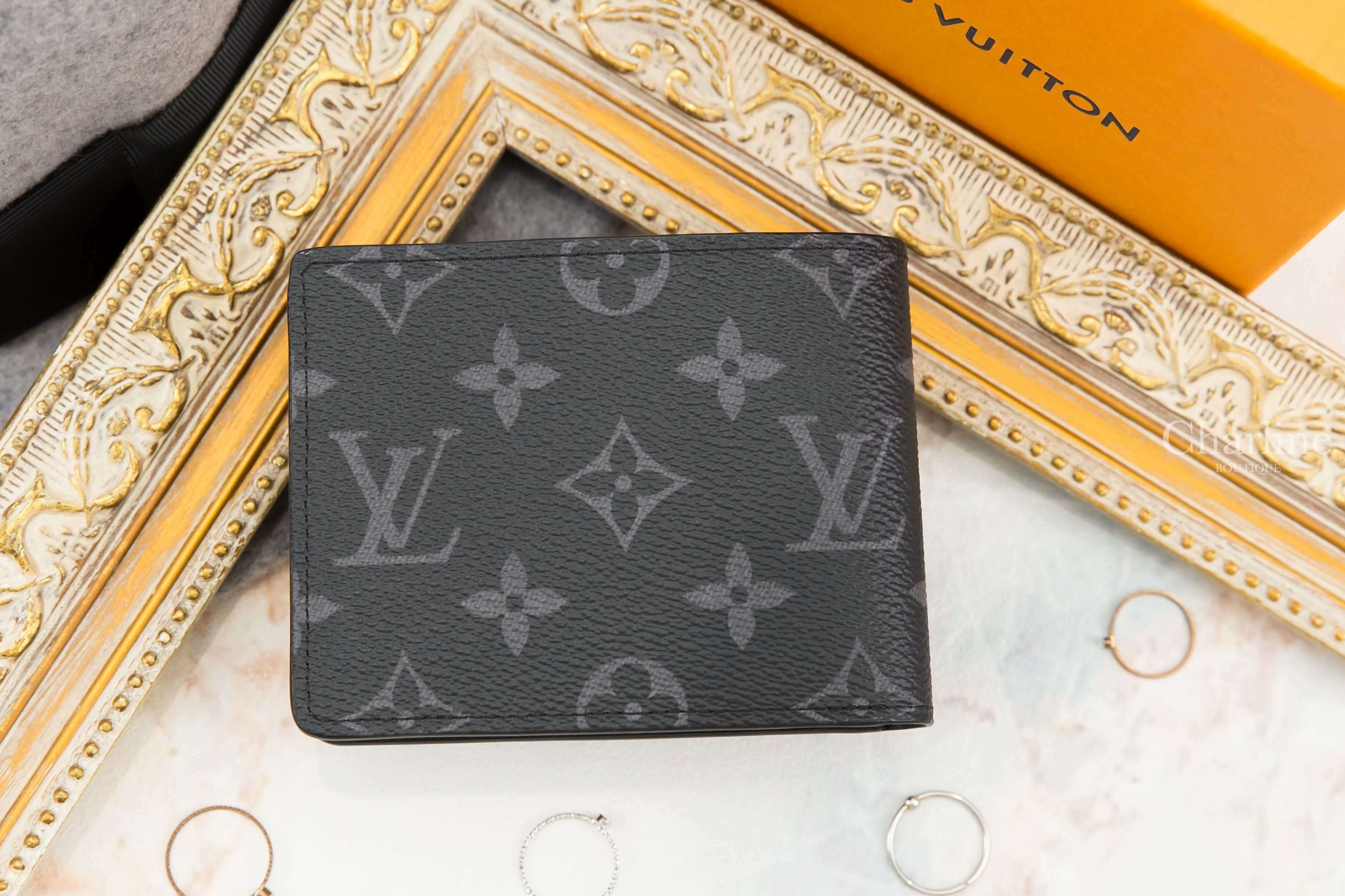 Louis Vuitton Slender Wallet 黑色帆布老花短夾-Charline Boutique 精品代購