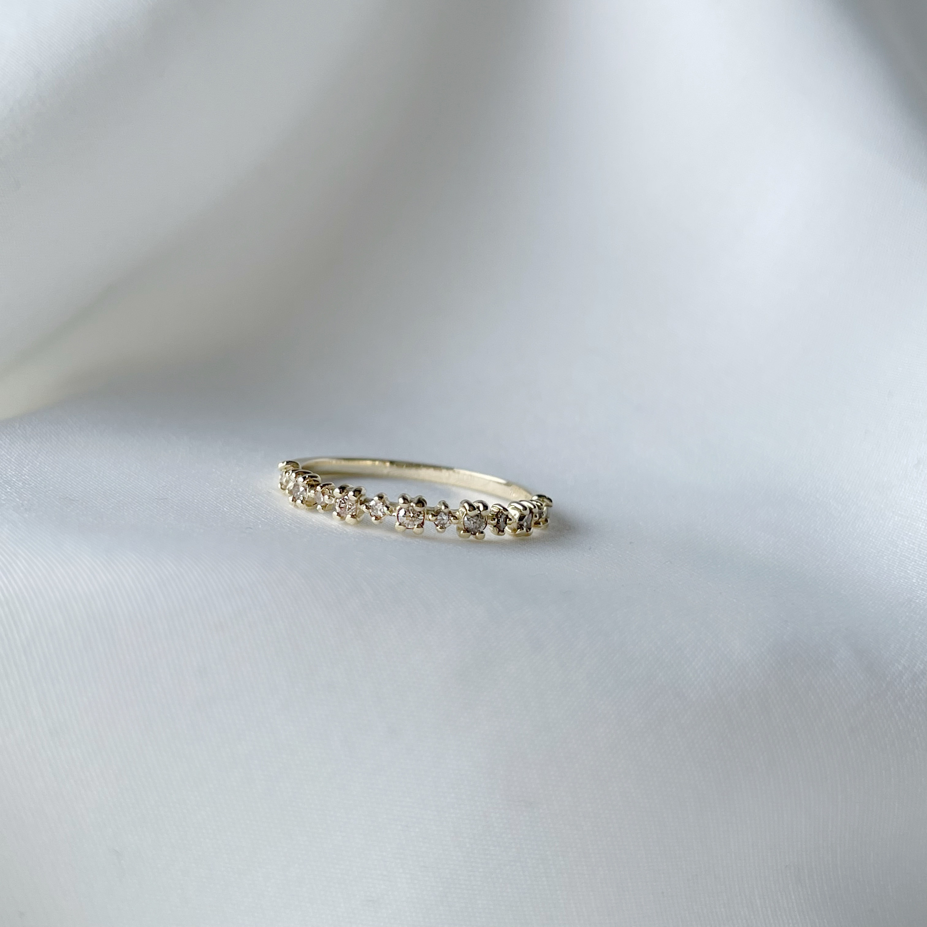 14K半圈方菱真鑽戒指