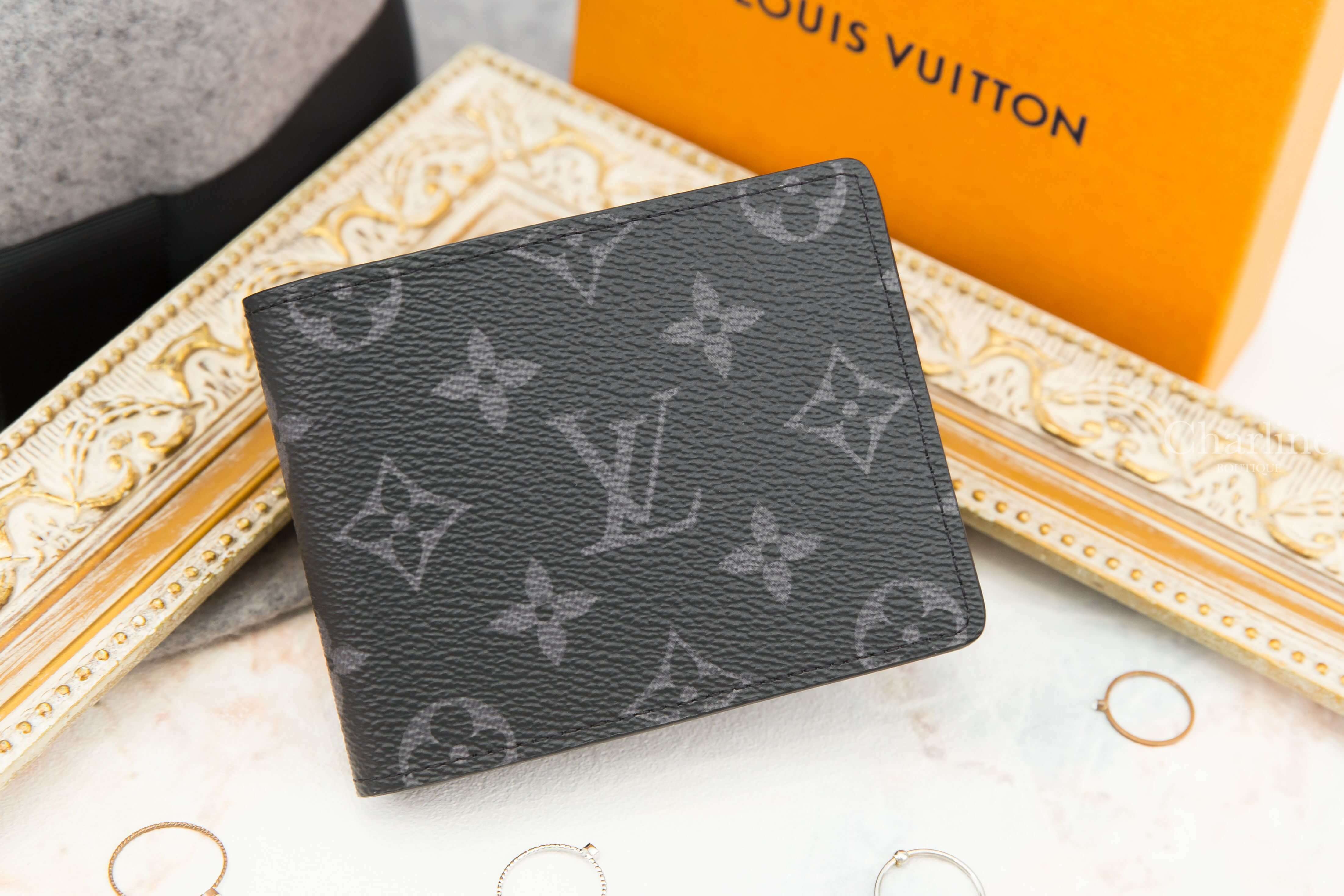 Louis Vuitton Slender Wallet 黑色帆布老花短夾-Charline Boutique 精品代購