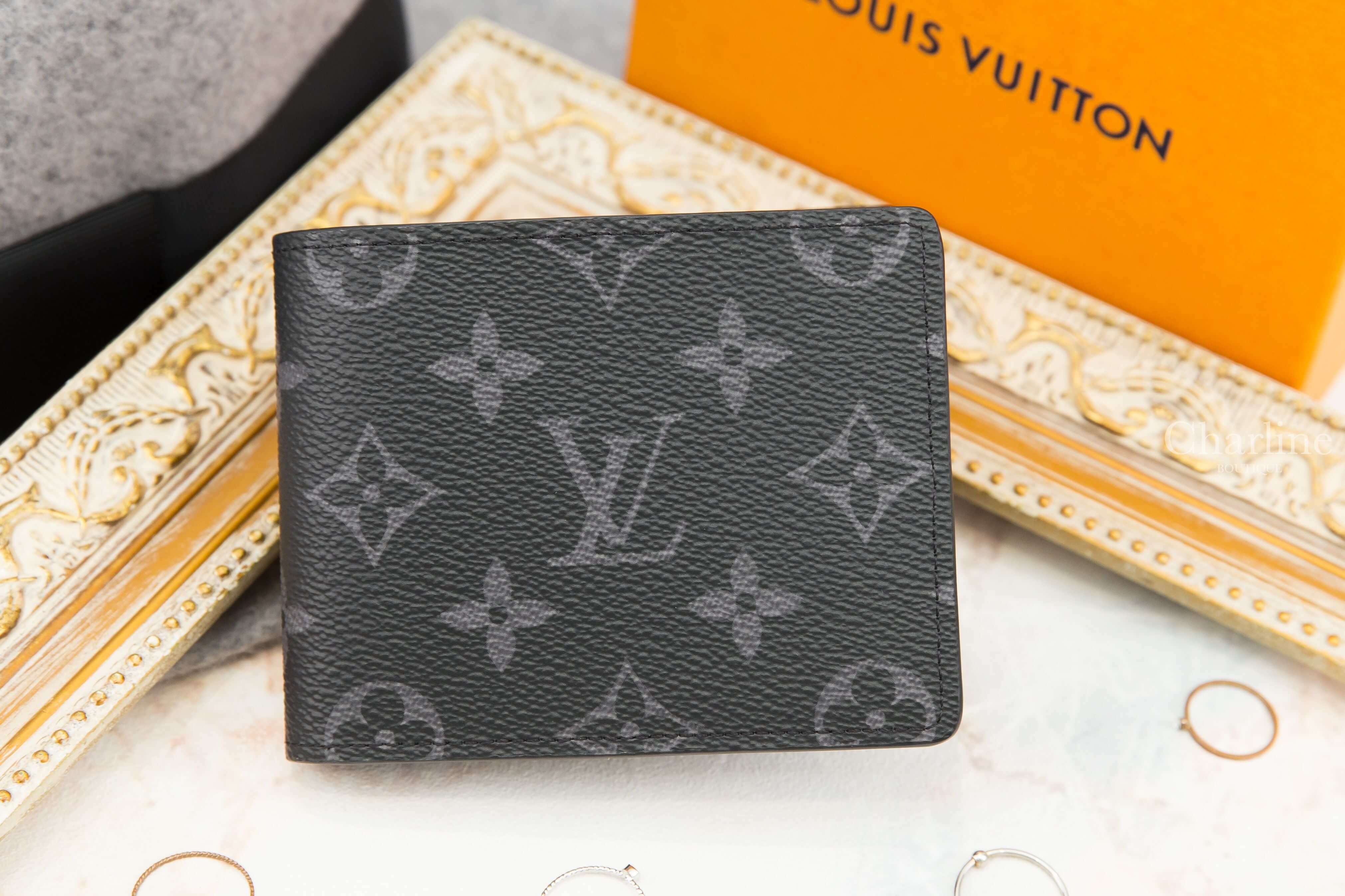Louis Vuitton Slender Wallet 黑色帆布老花短夾