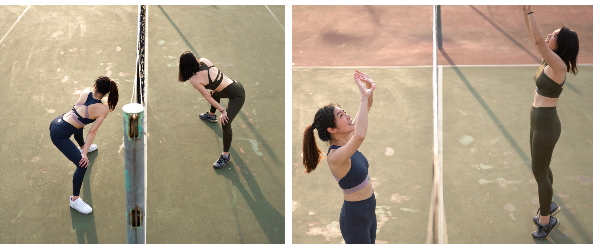 兩個女生在球場拍照