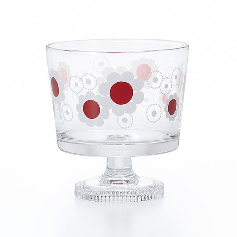 ADERIA 昭和復古 高腳甜點杯-紅菊