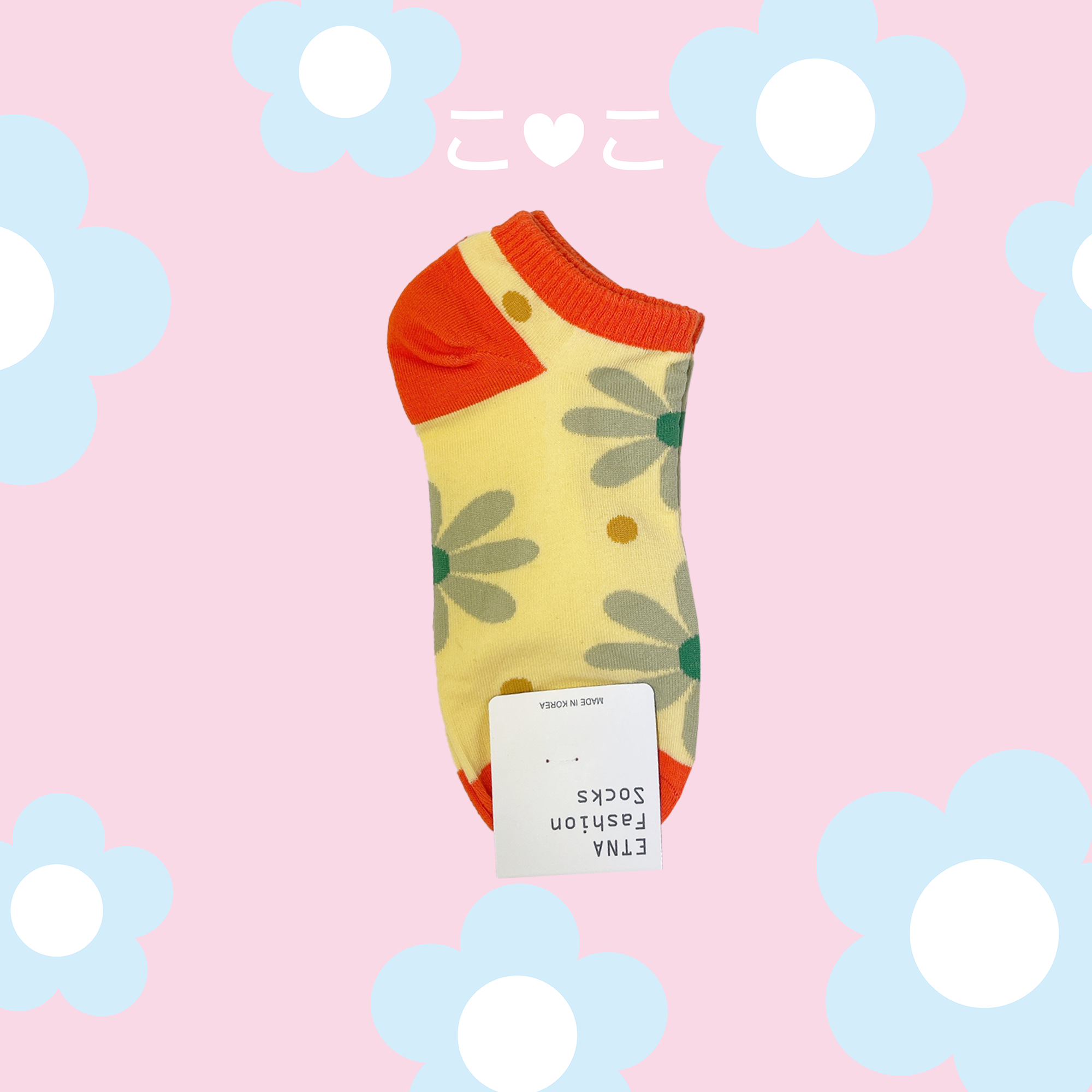 正韓大花圓點造型短襪