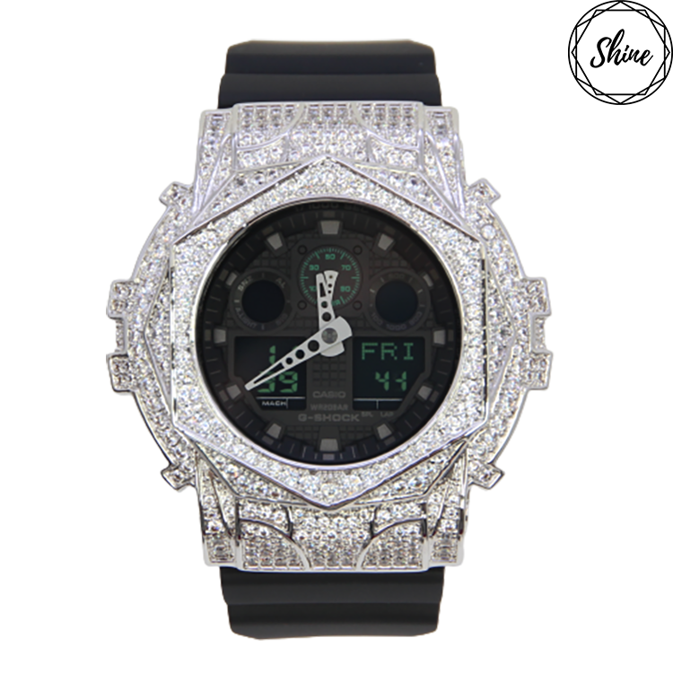 銀色 改裝手錶 GA-100MB-1A - 玫瑰