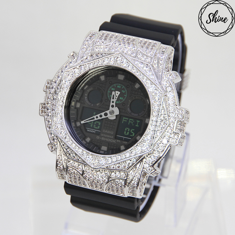 銀色 改裝手錶 GA-100MB-1A - 玫瑰