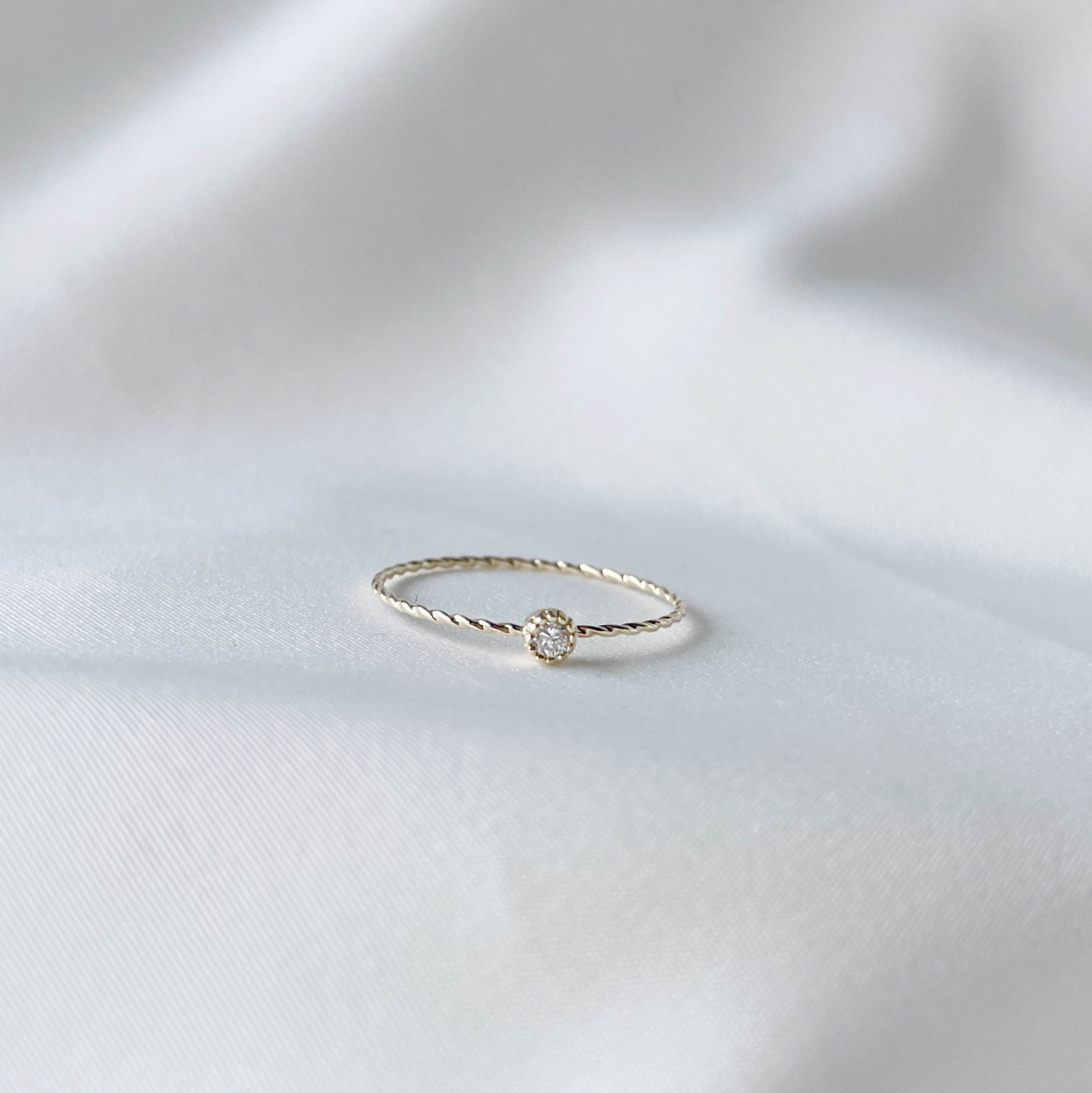 14K mini包邊蛋糕真鑽細戒