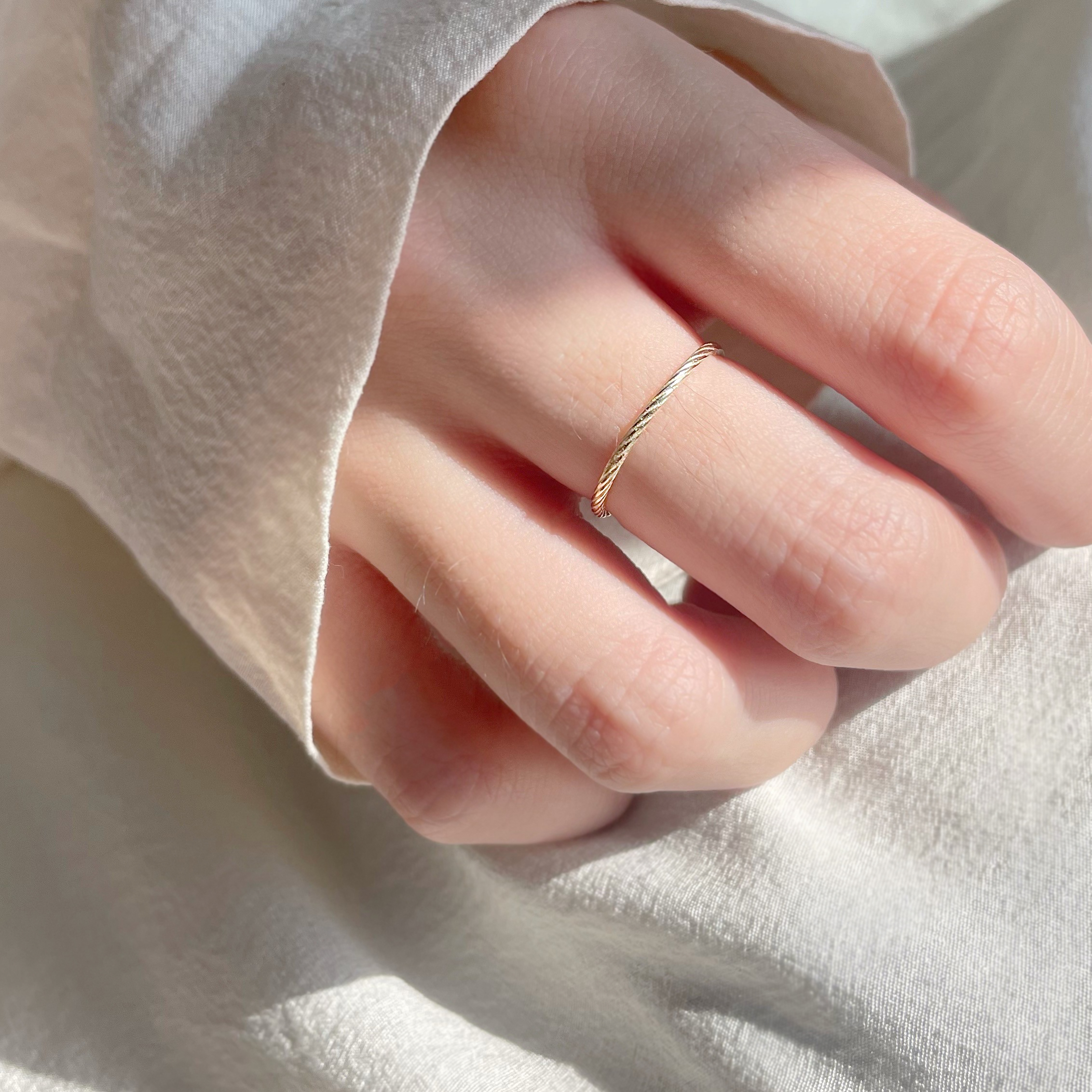 14K絲紋麻花戒指