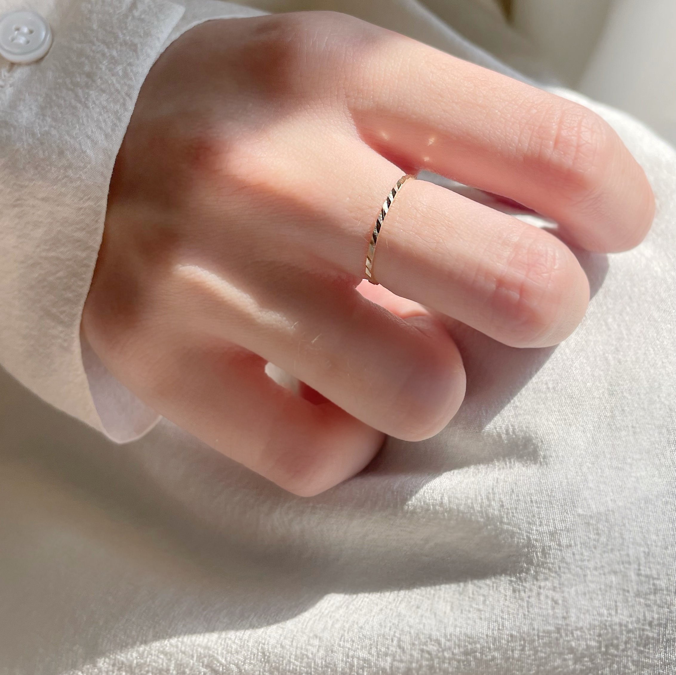 14K斜紋切割線戒