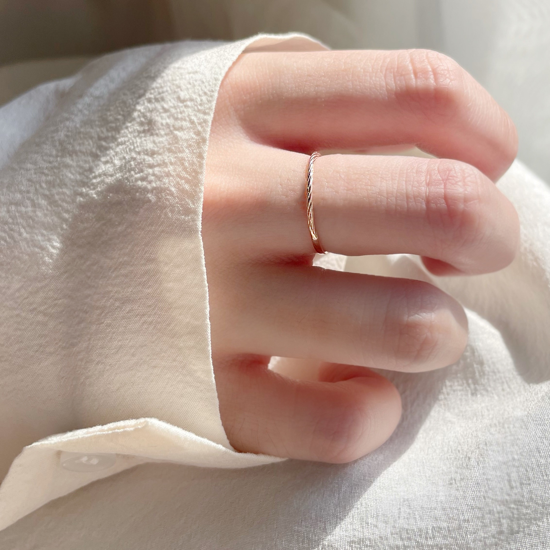 14K絲紋麻花戒指