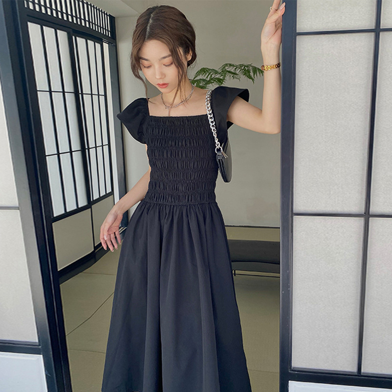 飛袖顯瘦 休閒洋裝 (卡其/黑/灰粉 )