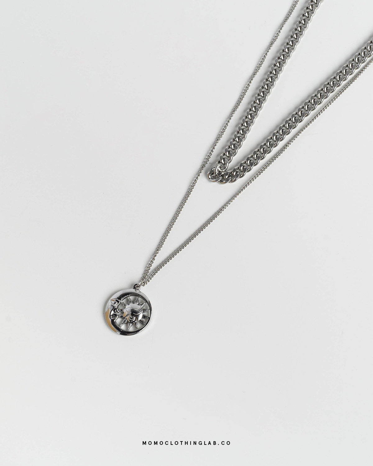 #現貨 (ACCN570) 鋼項鍊 日月雙層鍊