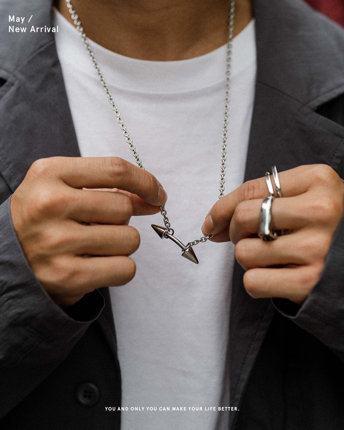 #現貨 (ACCN571) 鋼項鍊 雙頭鉚釘