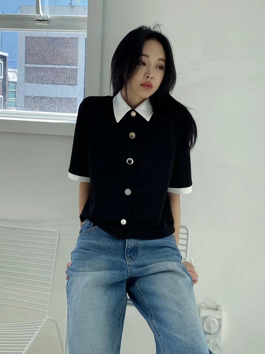 LBO007 反領特色扭扣上衣