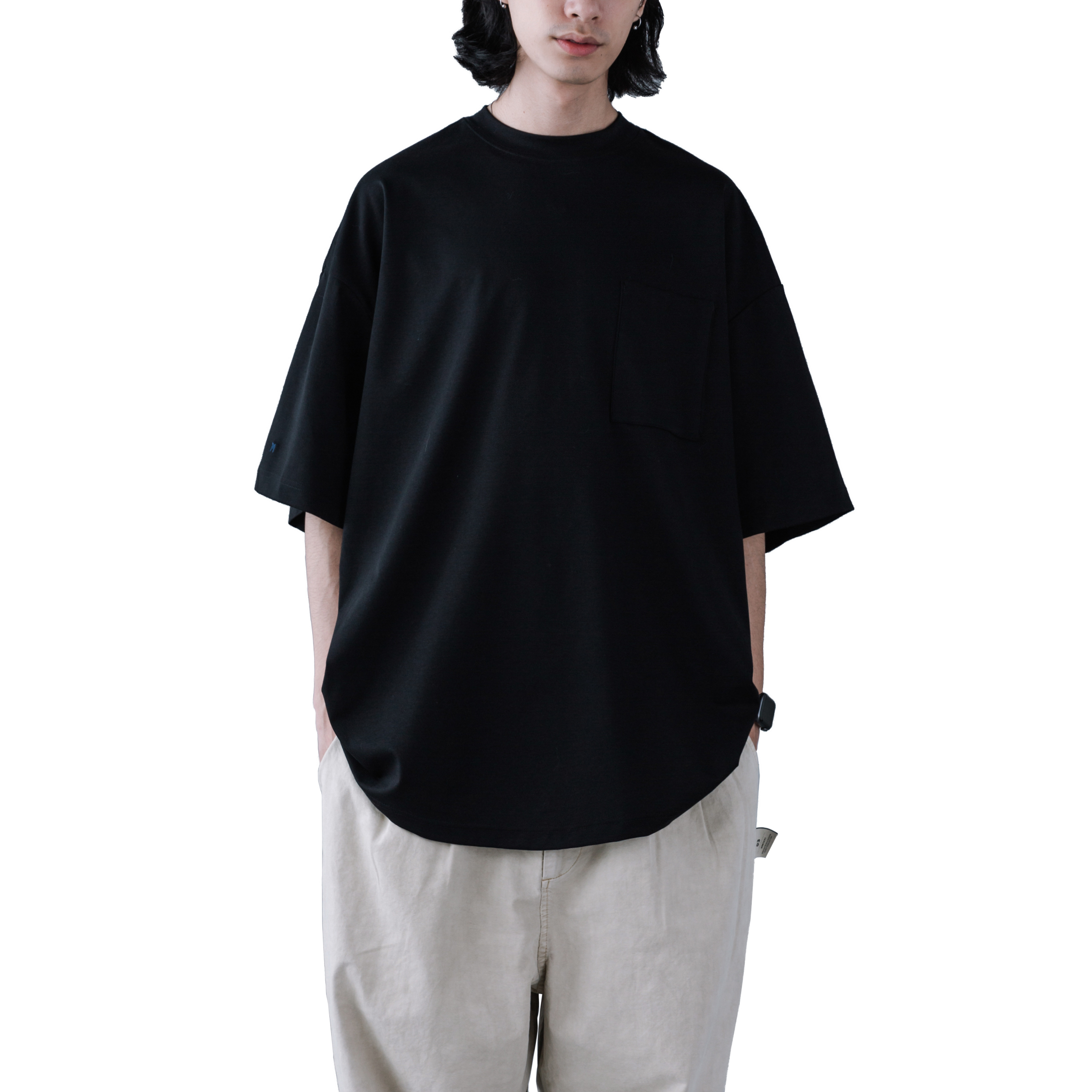 MELSIGN - Melange Long Pocket Tee - Black