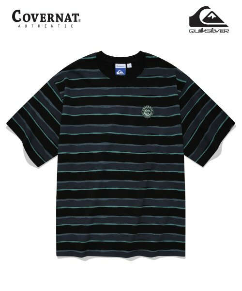 COVERNATX QUIKSILVER 條紋 T恤 短袖 黑色