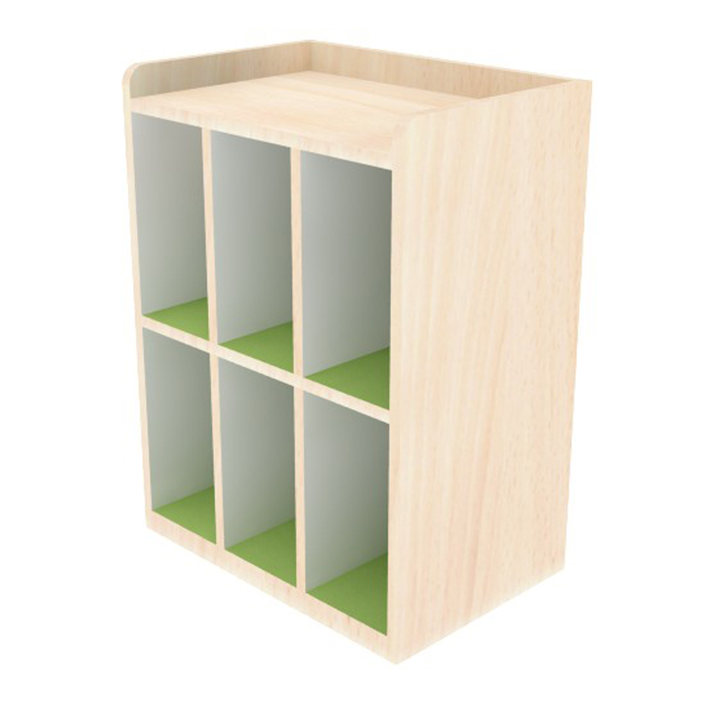 Tall Shelf 2 Tier 6 Compartment, Classic
