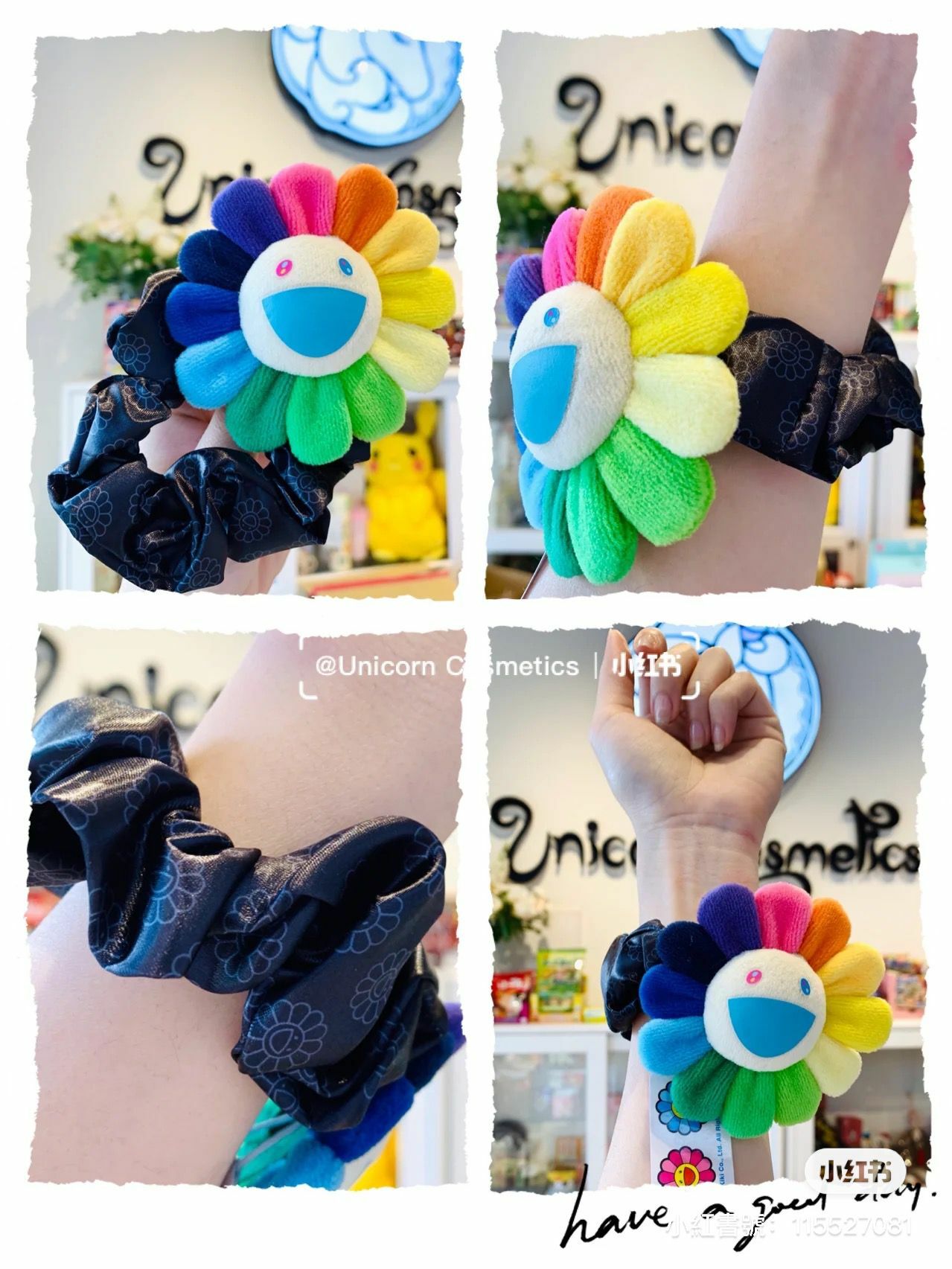 村上隆黑色暗花髮圈（不連花花）