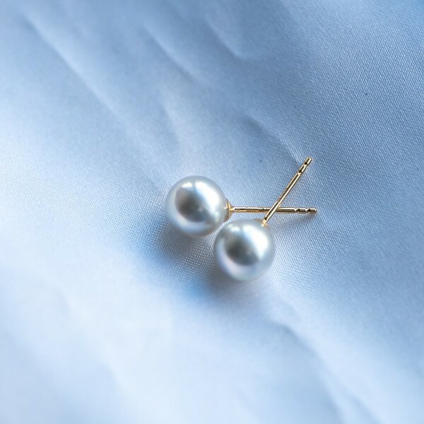 18K Silver Blue Akoya Pearl Earring