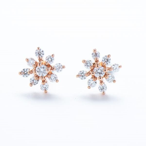 18K Snowflake Diamond Earring